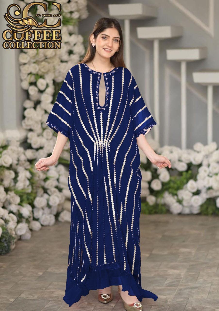 embroidered fourpiece shiffon kaftan