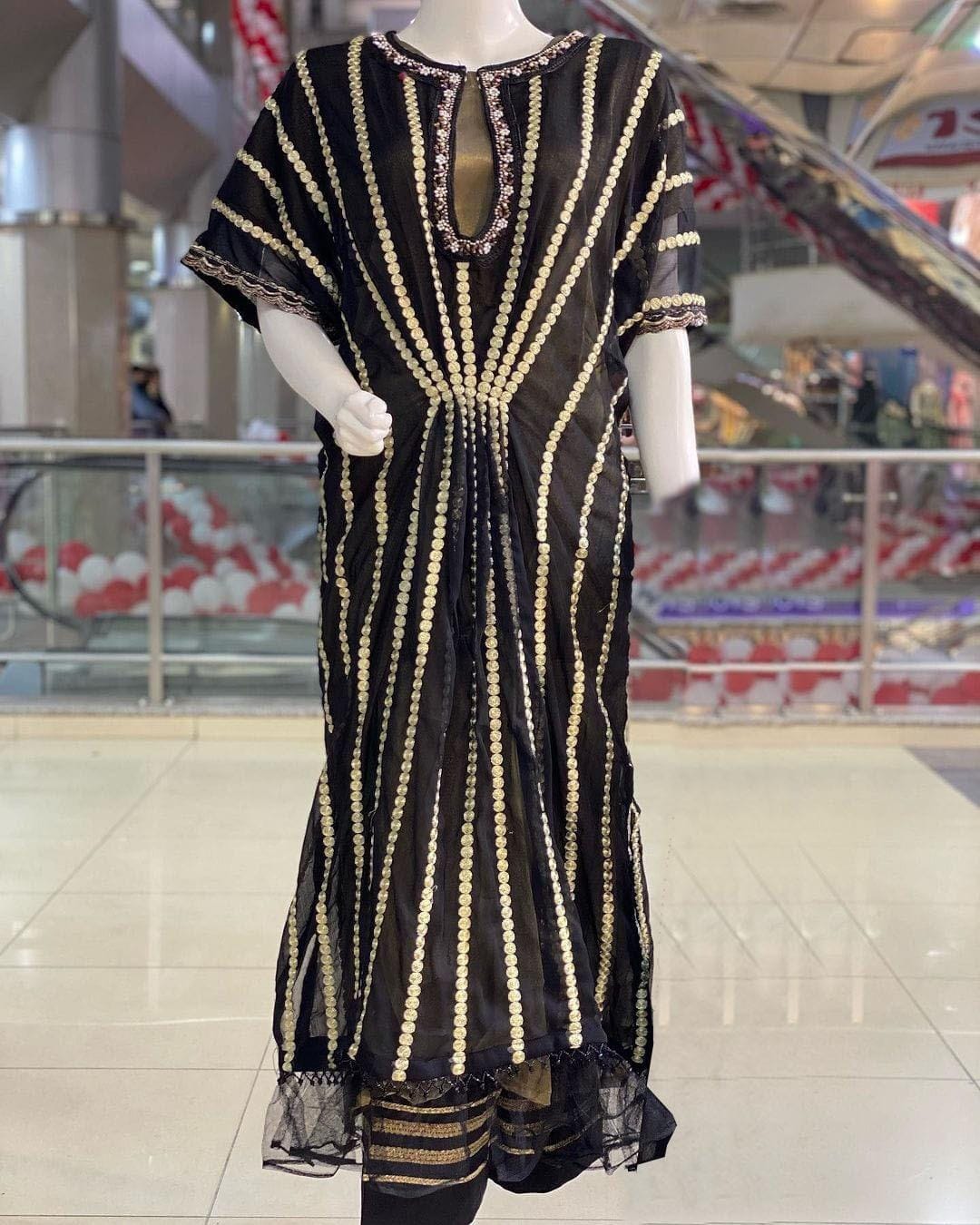 embroidered fourpiece shiffon kaftan