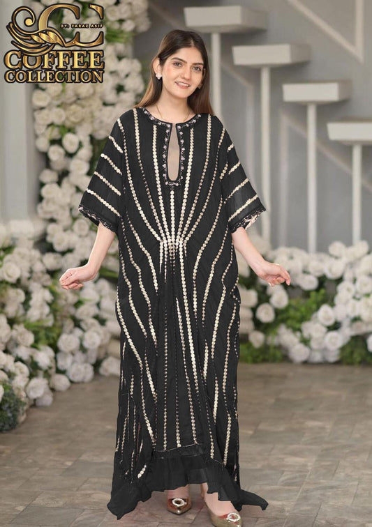 embroidered fourpiece shiffon kaftan